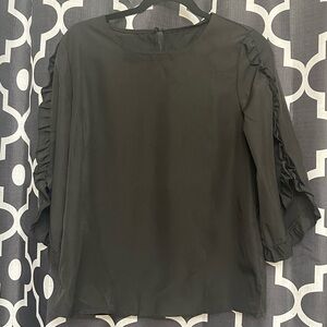 SHEIN Black Ruffle Sleeve Blouse